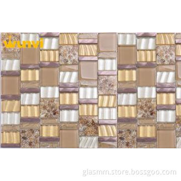 Backsplash Iridescent Glass Mosaic Tile , Stainless Steel A